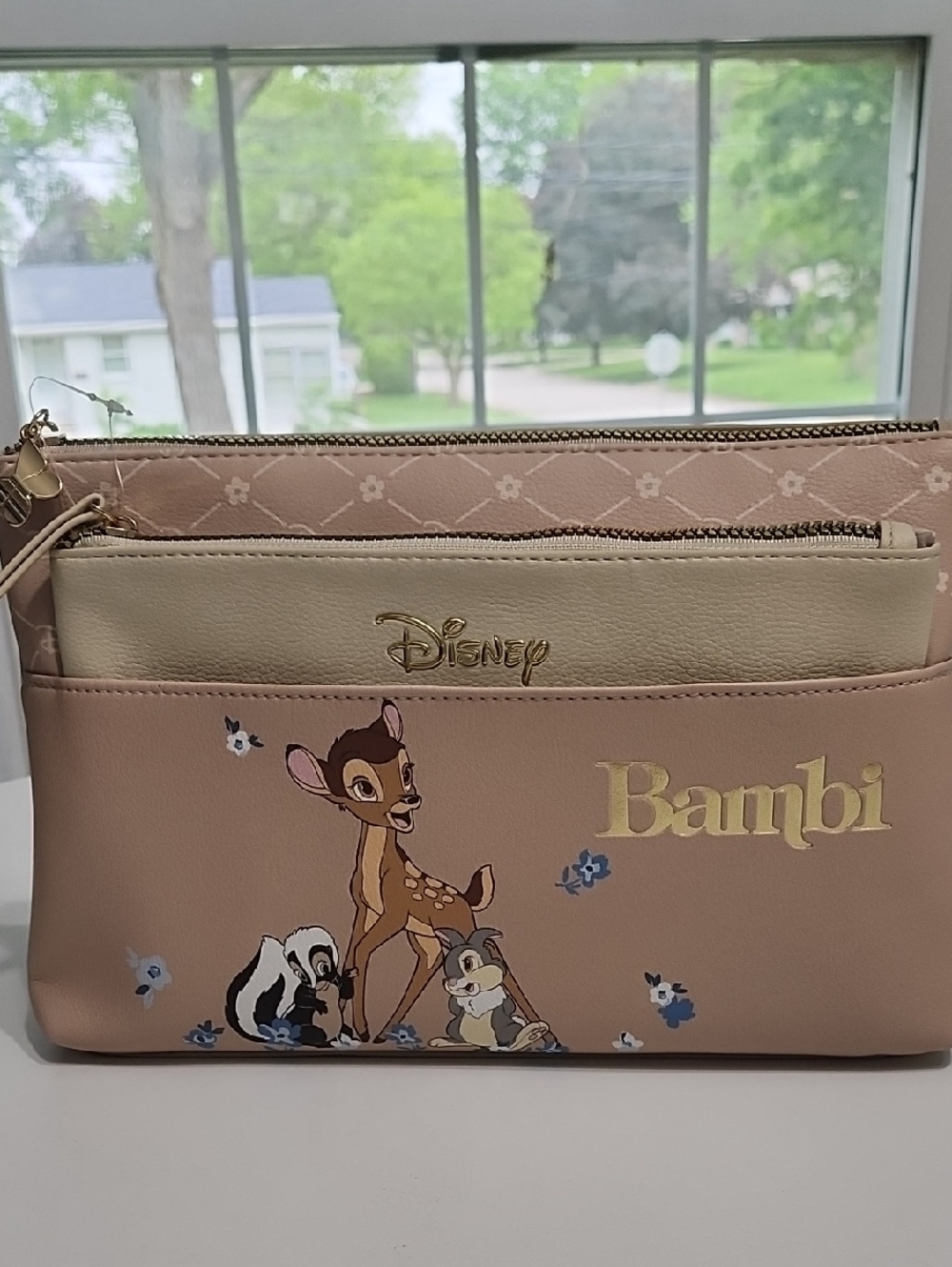 NWOT Disney Bambi Tan and Cream Zip Pouch Set (Retired Colorway)